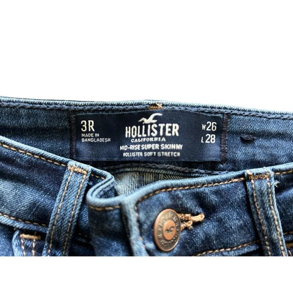 Hollister Womens Size 3 W26xL28 Mid-Rise Super Skinny Soft & Stretch Jeans Denim - Picture 4 of 4